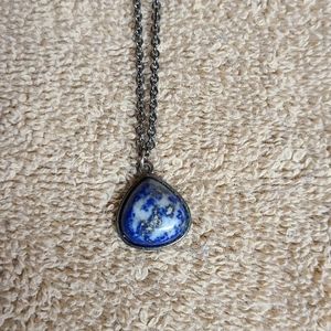Blue marbled stone on black-ish chain